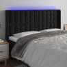 Cabecero con LED de terciopelo negro 203x16x118/128 cm 1