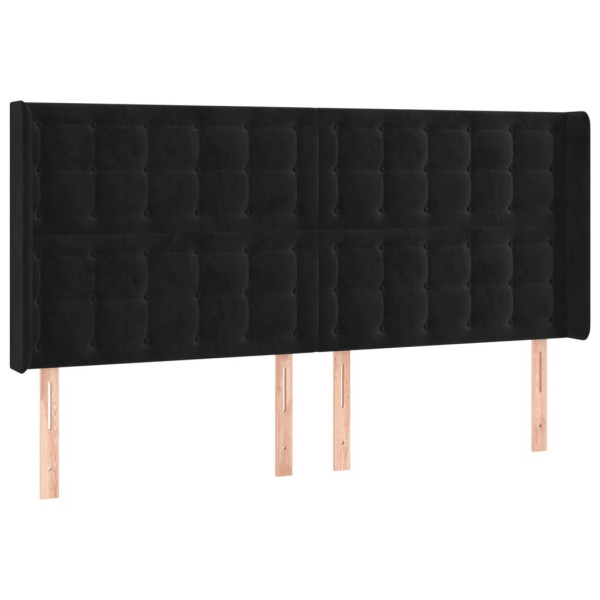 Cabeceira de cama c/ luzes LED veludo 203x16x118/128 cm preto M 3