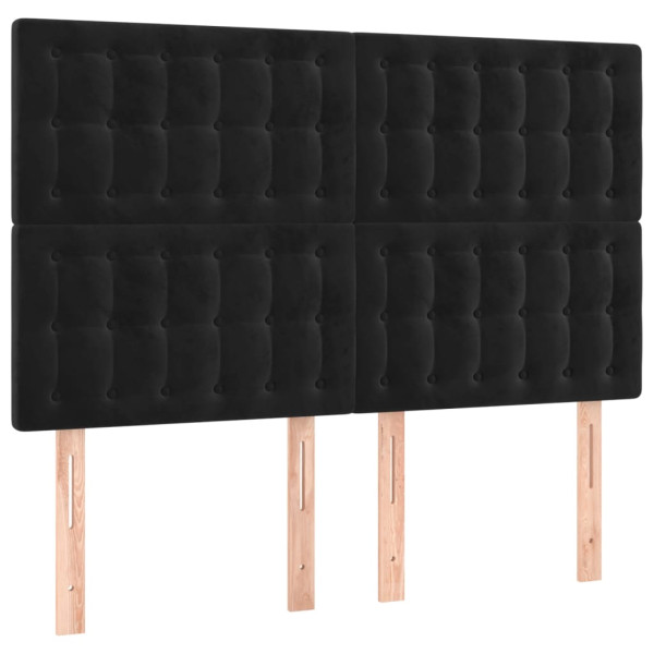 Cabeceira cama c/ LED veludo 144x5x118/128 cm preto M 4