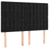 Cabeceira cama c/ LED veludo 144x5x118/128 cm preto 4
