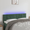 Cabeceira de cama c/luzes LED veludo 144x5x78/88cm verde-escuro 1