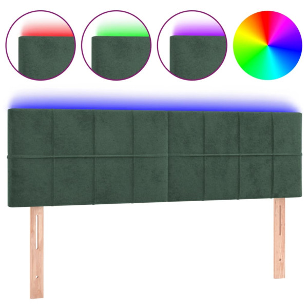 Cabecero con LED de terciopelo gris oscuro 144x5x78/88 cm M 2