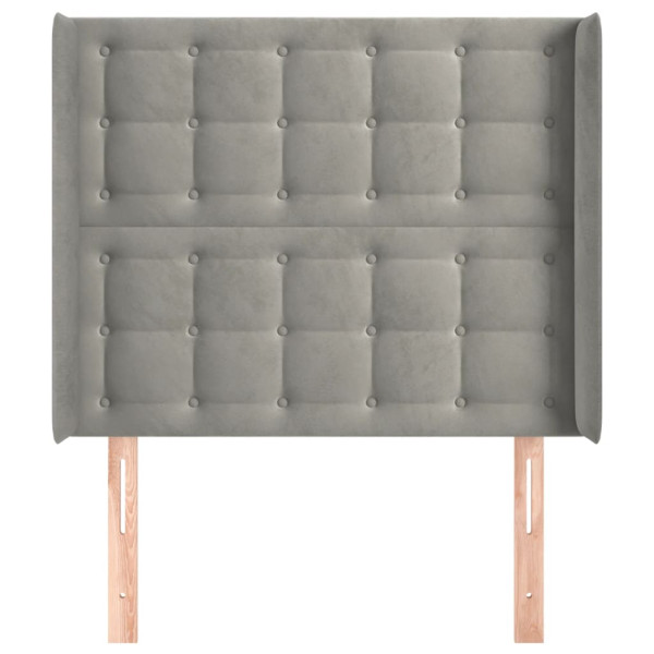 Cabecero con orejas de terciopelo gris claro 83x16x118/128 cm M 3