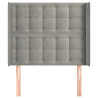 Cabeceira de cama c/ abas veludo 83x16x118/128cm cinzento-claro 3