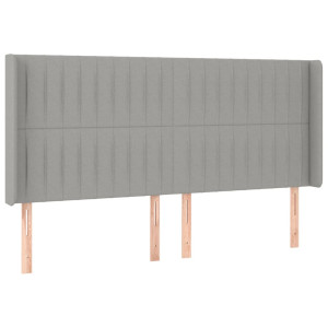 Cabecero con orejas de tela gris claro 183x16x118/128 cm H