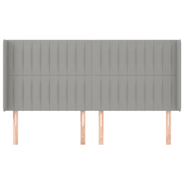 Cabecero con orejas de tela gris claro 183x16x118/128 cm M 3