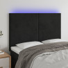 Cabecero con luces LED terciopelo negro 144x5x118/128 cm 1