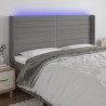 Cabeceira de cama c/ LED tecido 183x16x118/128 cm cinza-escuro 1