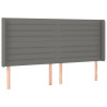 Cabeceira de cama c/ LED tecido 183x16x118/128 cm cinza-escuro 3