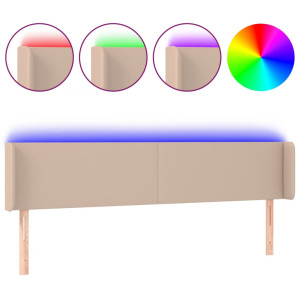 Cabecero con LED cuero sintético capuchino 183x16x78/88 cm H