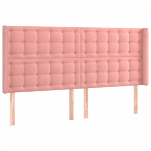 Cabeceira cama c/ abas veludo 163x16x118/128 cm rosa H