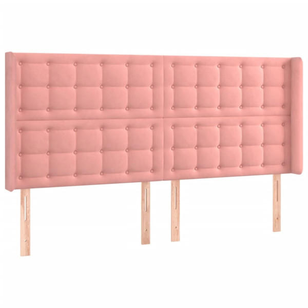Cabecero con orejas de terciopelo rosa 163x16x118/128 cm M 2