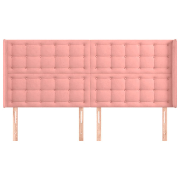 Cabeceira cama c/ abas veludo 163x16x118/128 cm rosa M 3
