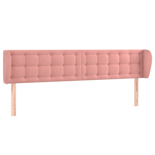 Cabeceira de cama c/ abas veludo 163x23x78/88 cm rosa M 2