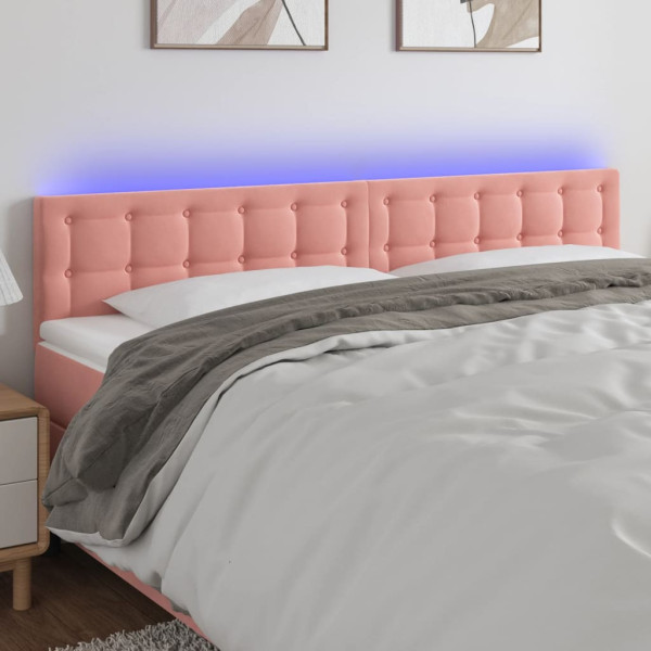 Cabecero con LED de terciopelo rosa 160x5x78/88 cm D