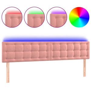 Cabecero con LED de terciopelo rosa 160x5x78/88 cm H
