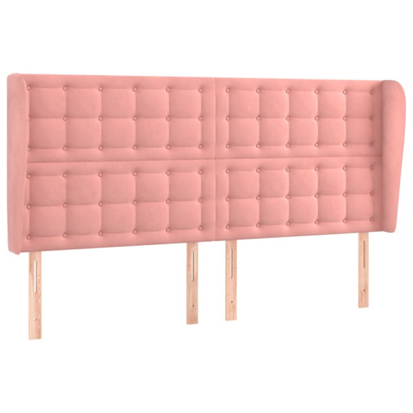 Cabeceira cama c/ abas veludo 163x23x118/128 cm rosa M 2