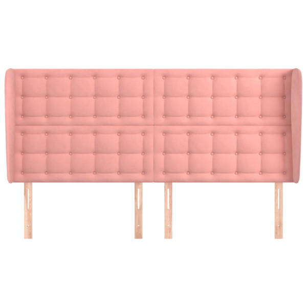 Cabecero con orejas de terciopelo rosa 163x23x118/128 cm M 3