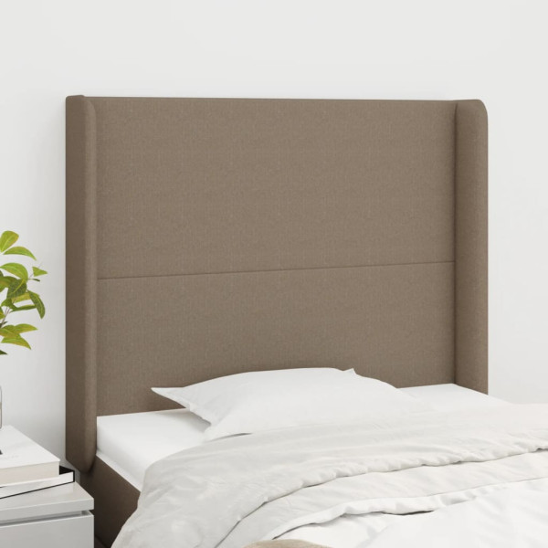 Cabecero con orejas de tela gris taupe 83x16x118/128 cm D