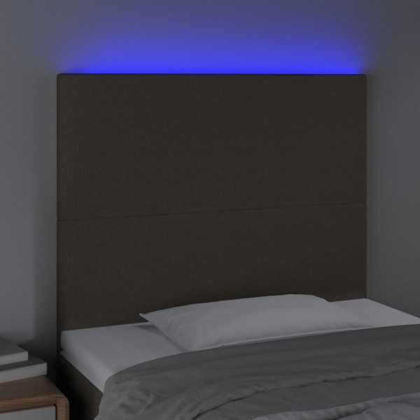 Cabeceira cama c/ LED tecido 80x5x118/128 cm cinza-acastanhado M 3