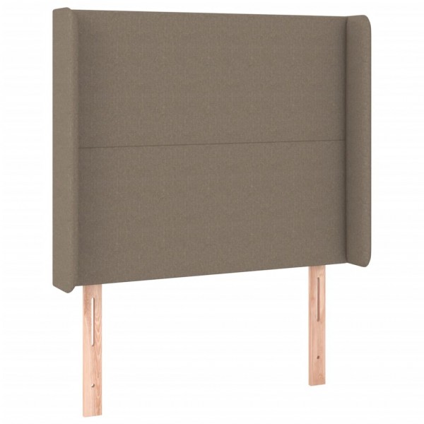 Cabeceira cama c/ LED tecido 83x16x118/128 cm cinza-acastanhado M 3