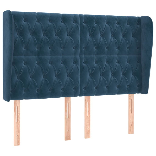 Cabecero con orejas de terciopelo azul oscuro 163x23x118/128 cm M 2