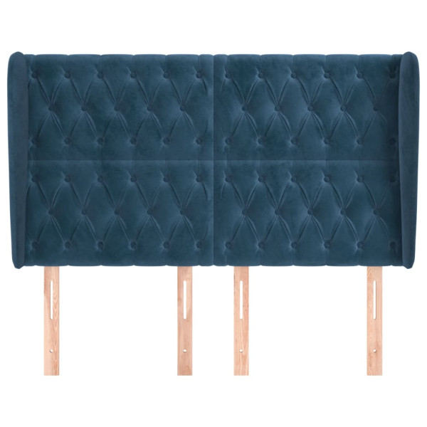 Cabeceira cama c/ abas veludo 163x23x118/128 cm azul-escuro M 3