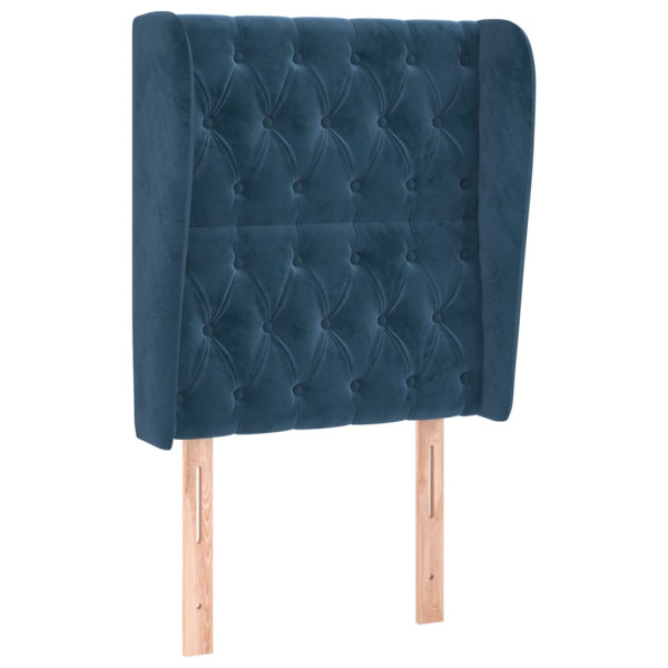Cabeceira cama c/ abas veludo 83x23x118/128 cm azul-escuro M 2