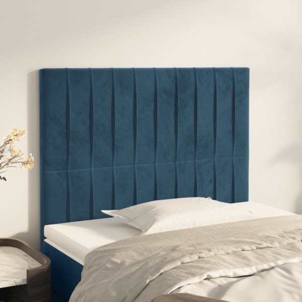 Cabeceros 2 unidades de terciopelo azul oscuro 90x5x78/88 cm D