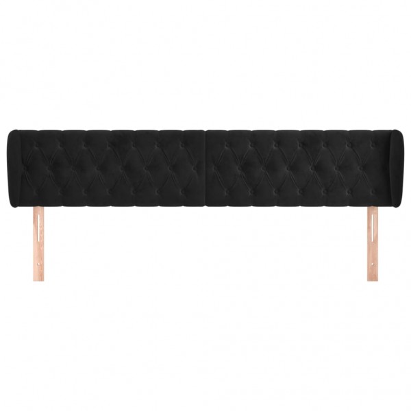 Cabeceira de cama c/ abas veludo 183x23x78/88 cm preto M 3