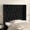 Cabeceira de cama c/ abas veludo 93x16x118/128 cm preto 1