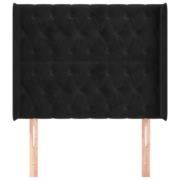 Cabeceira de cama c/ abas veludo 93x16x118/128 cm preto M 3