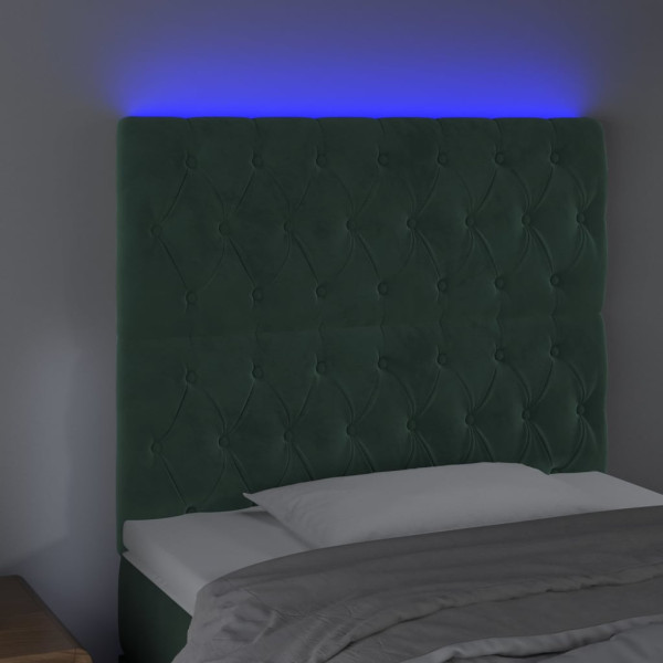 Cabecero con luces LED terciopelo verde oscuro 100x7x118/128 cm M 3