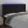 Cabeceira de cama c/ luzes LED veludo 203x16x118/128 cm preto 1