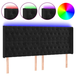 Cabecero con LED de terciopelo negro 203x16x118/128 cm H