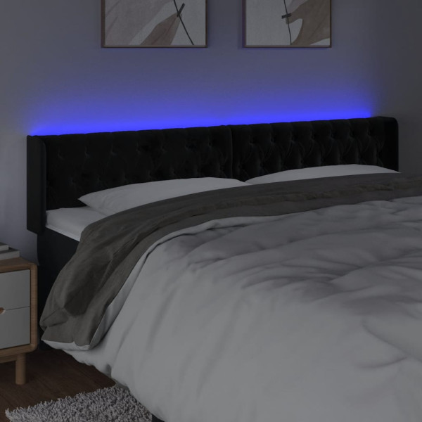 Cabecero con LED de terciopelo negro 183x16x78/88 cm M 4