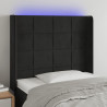 Cabeceira de cama c/ luzes LED veludo 93x16x118/128 cm preto 1