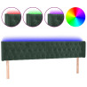 Cabecero con LED de terciopelo verde oscuro 203x16x78/88 cm 2