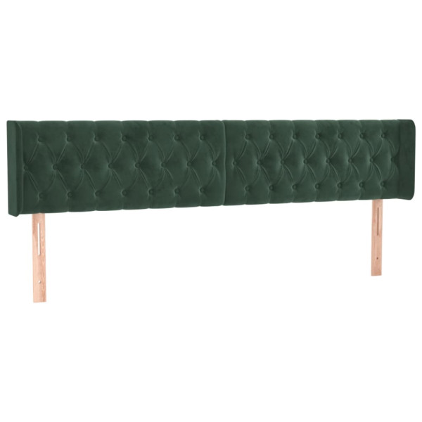 Cabeceira cama c/ luzes LED veludo 203x16x78/88 cm verde-escuro M 3
