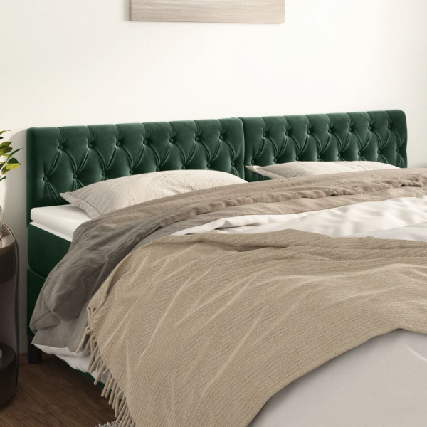 Cabeceros 2 unidades de terciopelo verde oscuro 100x7x78/88 cm D