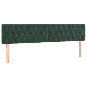 Cabeceira de cama 2 pcs veludo 100x7x78/88 cm verde-escuro H