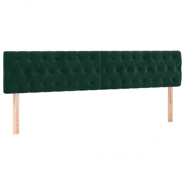 Cabeceira de cama 2 pcs veludo 100x7x78/88 cm verde-escuro M 2