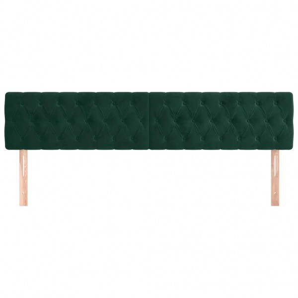Cabeceira de cama 2 pcs veludo 100x7x78/88 cm verde-escuro M 3