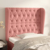Cabeceira cama c/ abas veludo 103x23x118/128 cm rosa 1