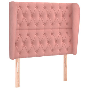 Cabeceira cama c/ abas veludo 103x23x118/128 cm rosa H