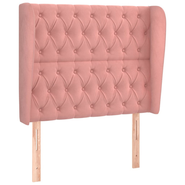 Cabecero con orejas de terciopelo rosa 103x23x118/128 cm M 2