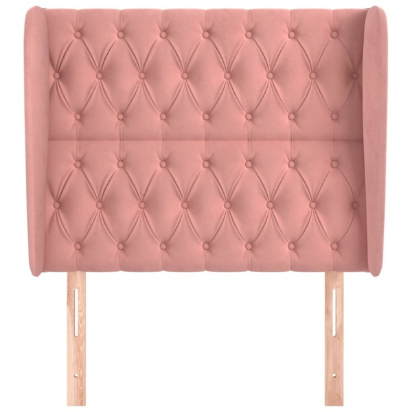Cabeceira cama c/ abas veludo 103x23x118/128 cm rosa M 3