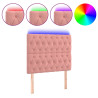 Cabecero con luces LED terciopelo rosa 100x7x118/128 cm 2