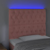 Cabecero con luces LED terciopelo rosa 100x7x118/128 cm 3