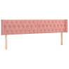 Cabeceira de cama c/ luzes LED veludo 203x16x78/88 cm rosa 3